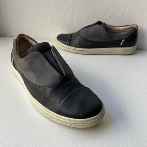 Ecco Soft 7 Slip-On Leather Shoes Women's Size 9 Gray Nubuck Leather Comfort